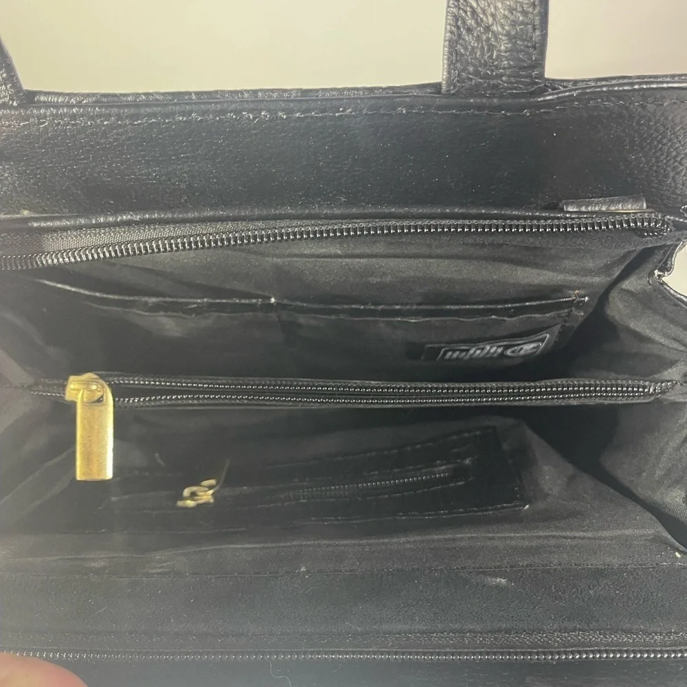 Elegant Black Floral Embossed Shoulder Bag